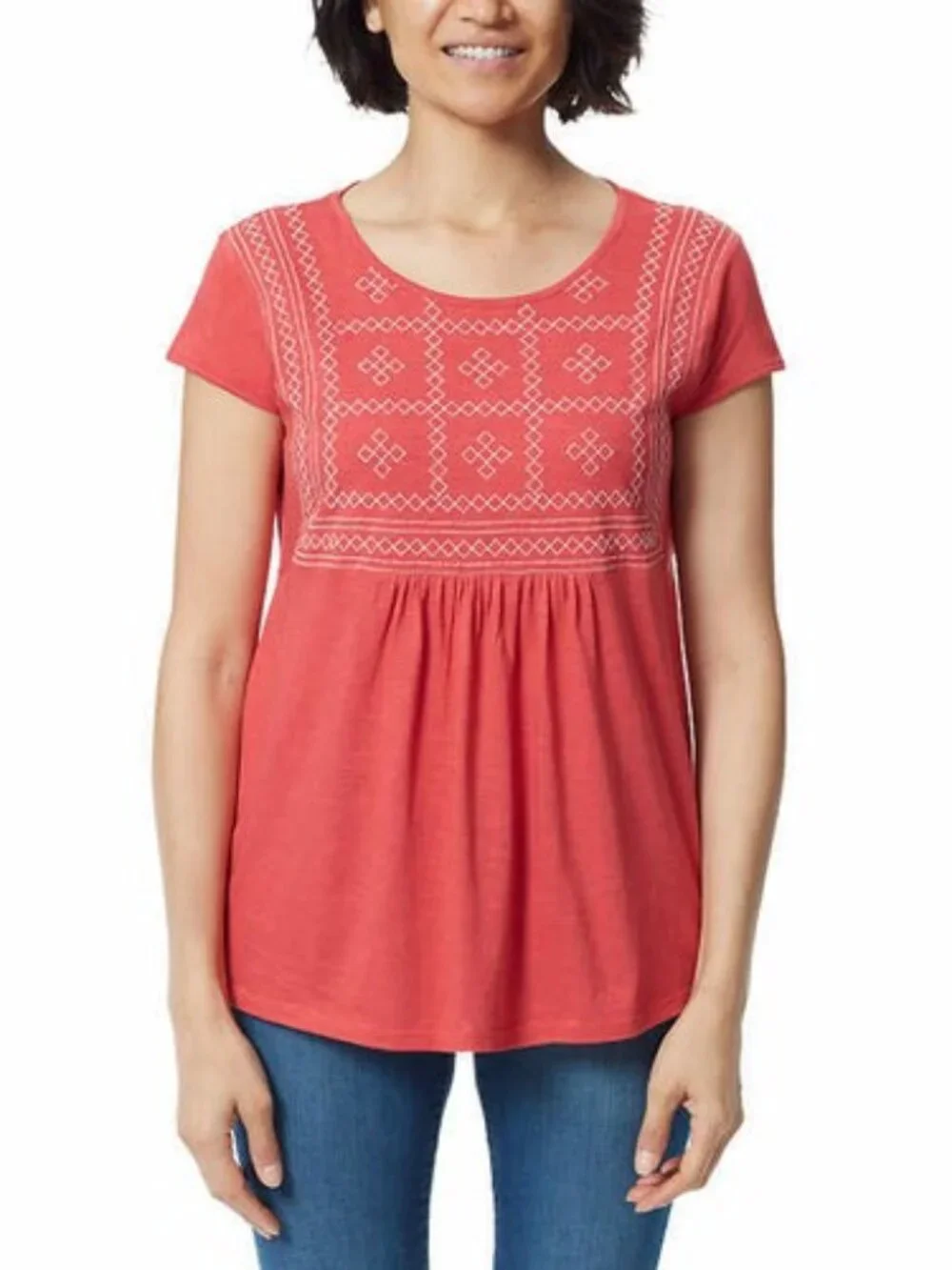 Gloria Vanderbilt Womens Embroidered Top